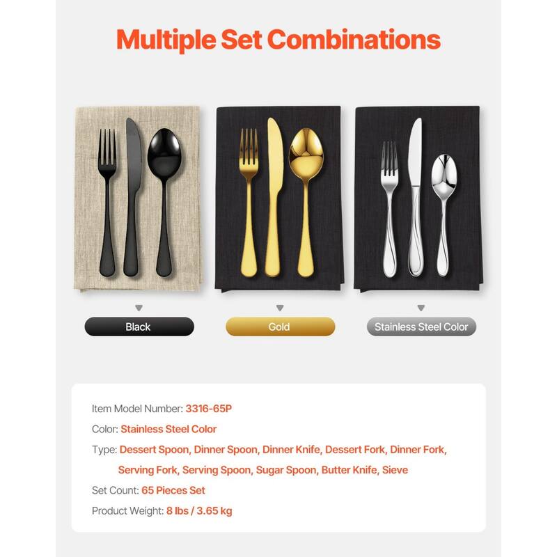 Stainless Steel Dishwasher Safe Silverware Flatware Utensil Set for Home Kitchen and Events