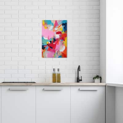 Wynwood Studio Abstract Bottom Right Corner Painting Tube Red and Modern & Contemporary Wall Art Canvas Print