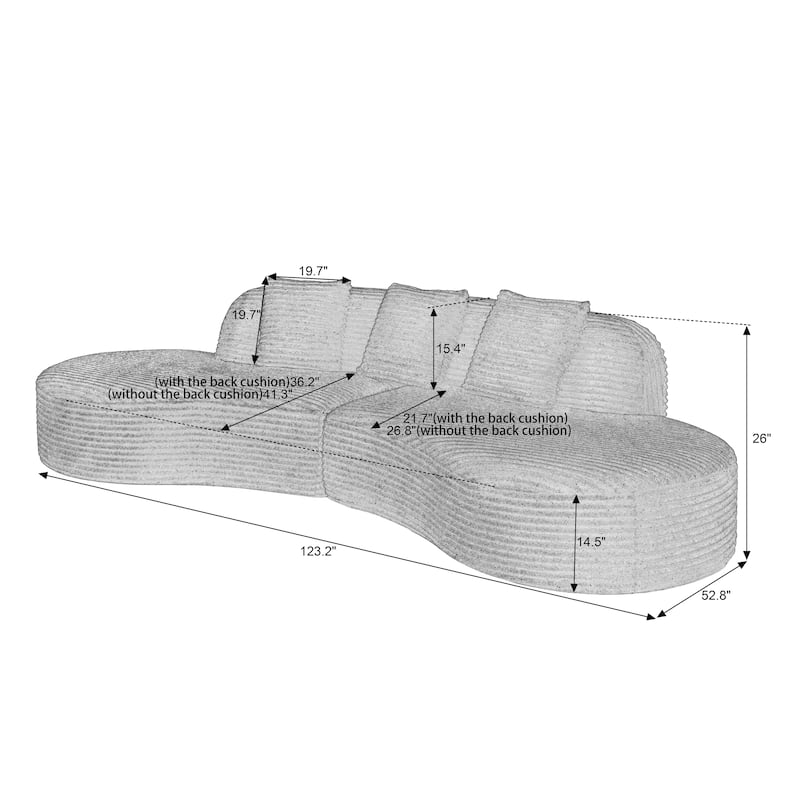 Corduroy Upholstered Curved Sectional Sofa Compressed Modular Couch