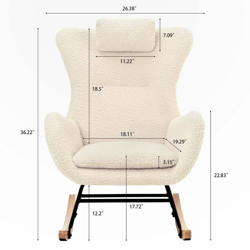 Teddy Rocker Glider Chair with High Backrest and Adjustable Headrest