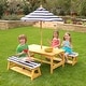 preview thumbnail 3 of 5, Wooden Table & Benches with Cushions & Umbrella, Navy