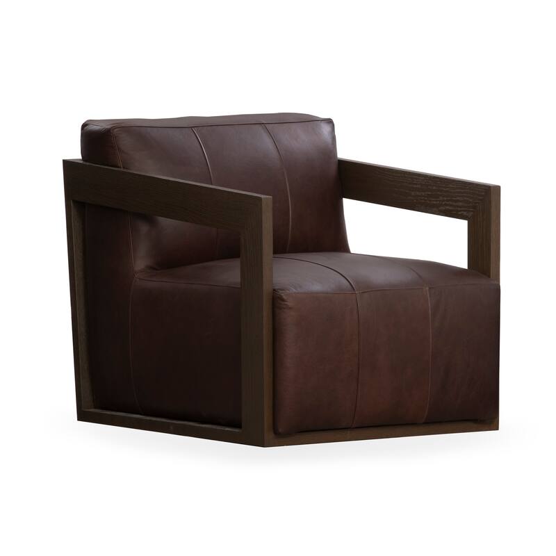 Classic Home Joseph Swivel Leather Accent Chair - Brown