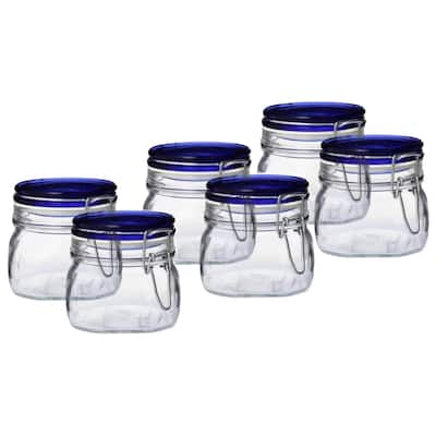 Bormioli Rocco Set of 6 Fido Collection Food Storage Jars - 17 oz