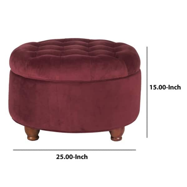 Velvet Upholstered Wooden Ottoman with Tufted Lift Off Lid Storage, Red ...