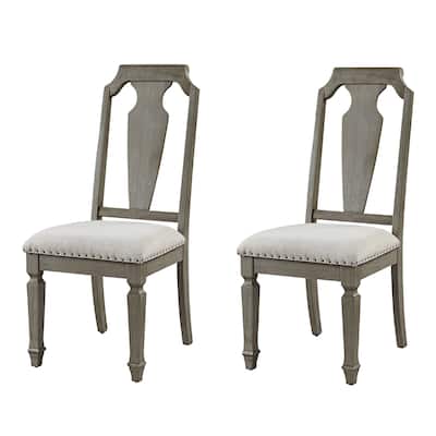 Beige and Weathered Oak Open Back Side Chairs (Set of 2)