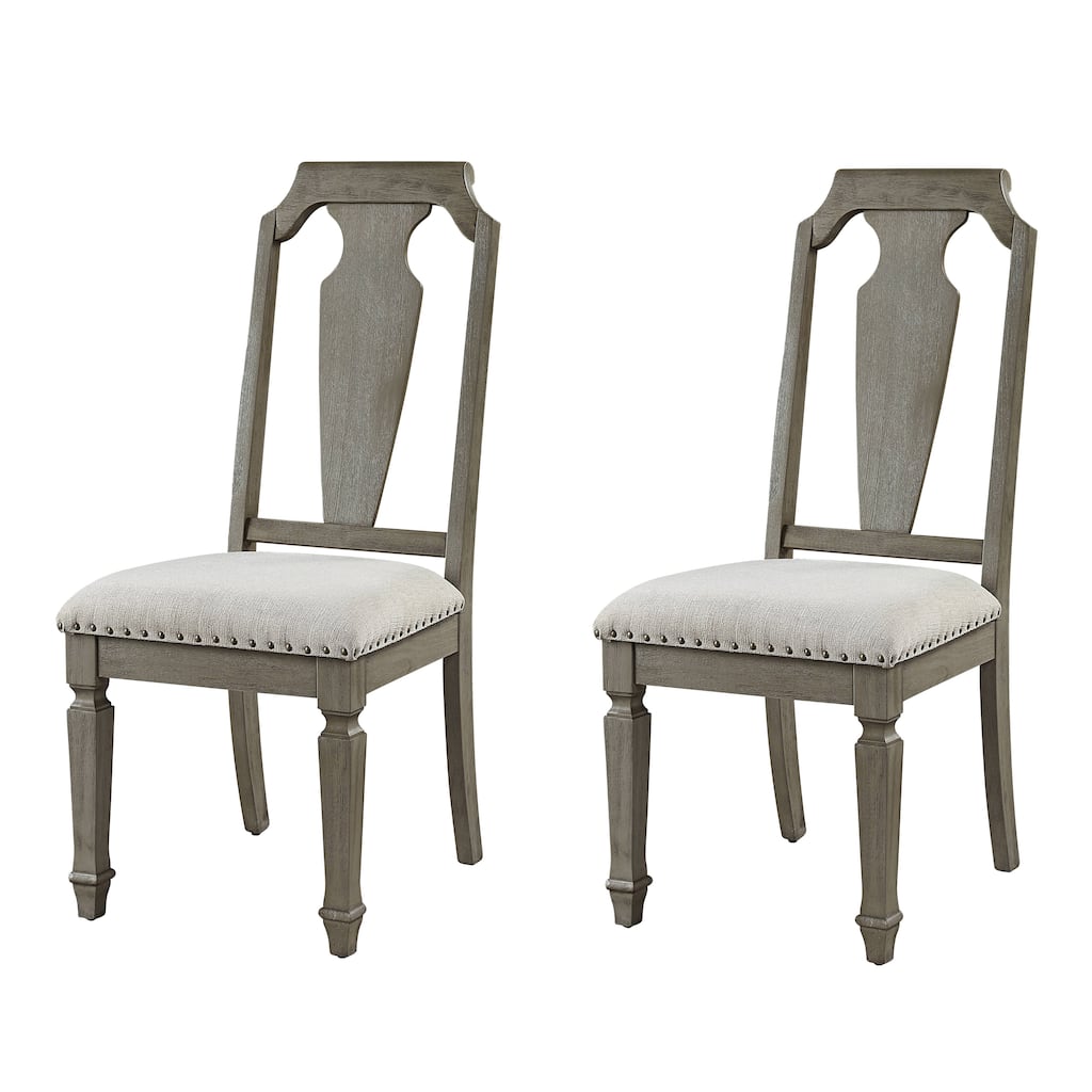 Beige and Weathered Oak Open Back Side Chairs (Set of 2)