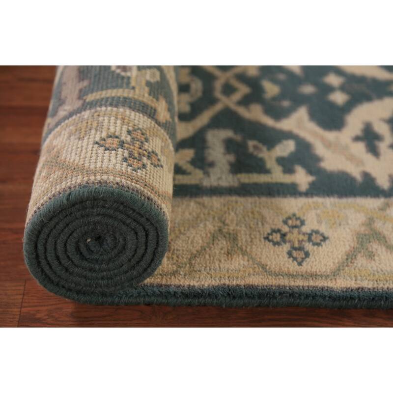 Teal Oushak Oriental Runner Rug Handmade Wool Carpet - 2'8" x 9'9"