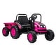 preview thumbnail 15 of 17, 12V Electric Ride-On Tractor for Kids with Trailer, Remote Control, Music, LED Lights, Battery Powered Toy Vehicle Pink