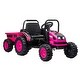 preview thumbnail 21 of 23, 12V Kids Ride-On Tractor with Trailer, Remote Control, Music Pink