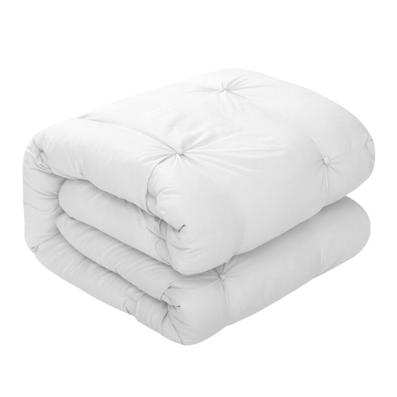 HomeRoots White Twin Polyester 180 Thread Count Washable Down Comforter Set