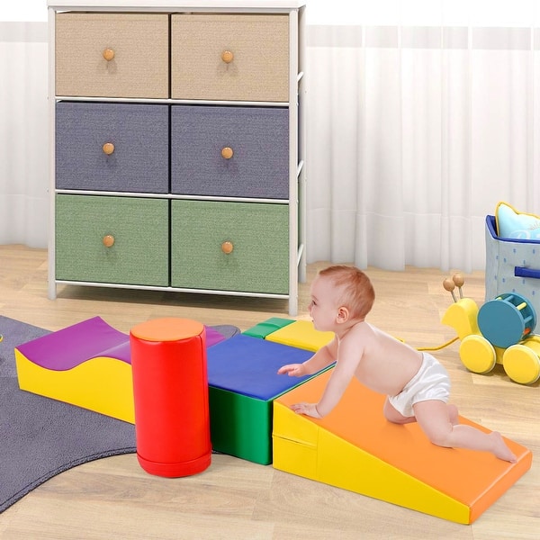 slide 2 of 17, Colorful Soft Climb and Crawl Foam Playset 6 in 1