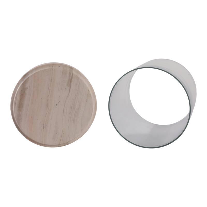 Glass Hurricane Lantern with Marble Base for Home Office - 13" Ivory - 8.25" x 8.25" x 13"