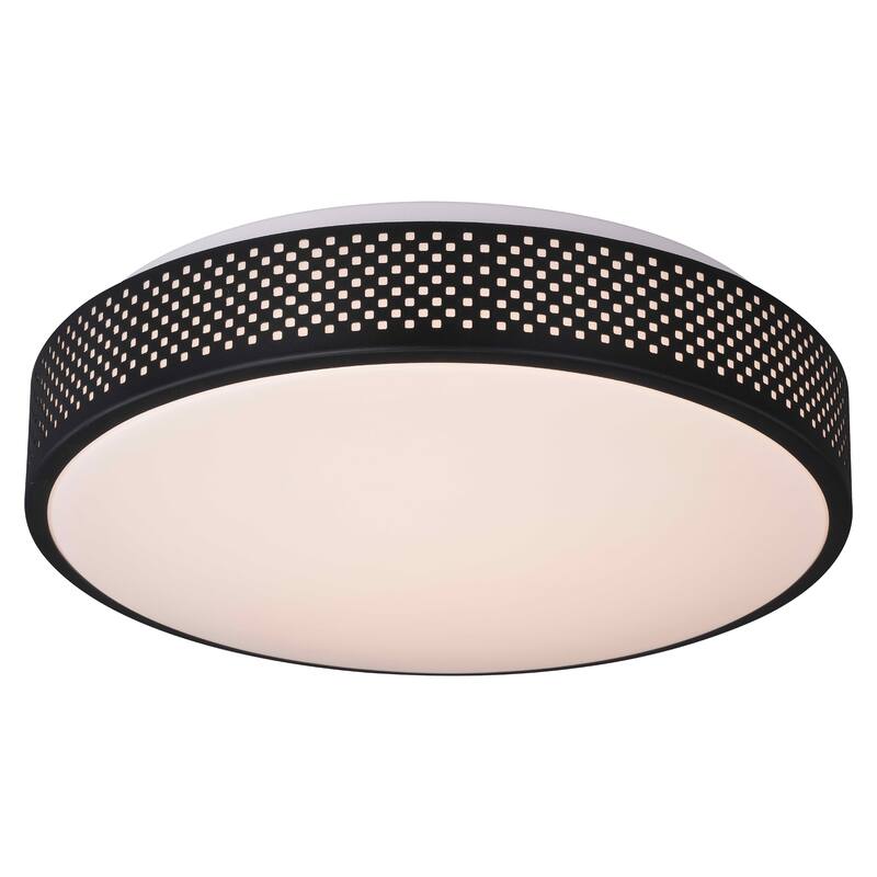 Anson 13.5-in W Integrated LED Black Mesh Flush Mount Ceiling Light Fixture White Shade - 13.5-in W x 4-in H x 13.5-in D - Black - 13.5-in W x 4-in H x 13.5-in D