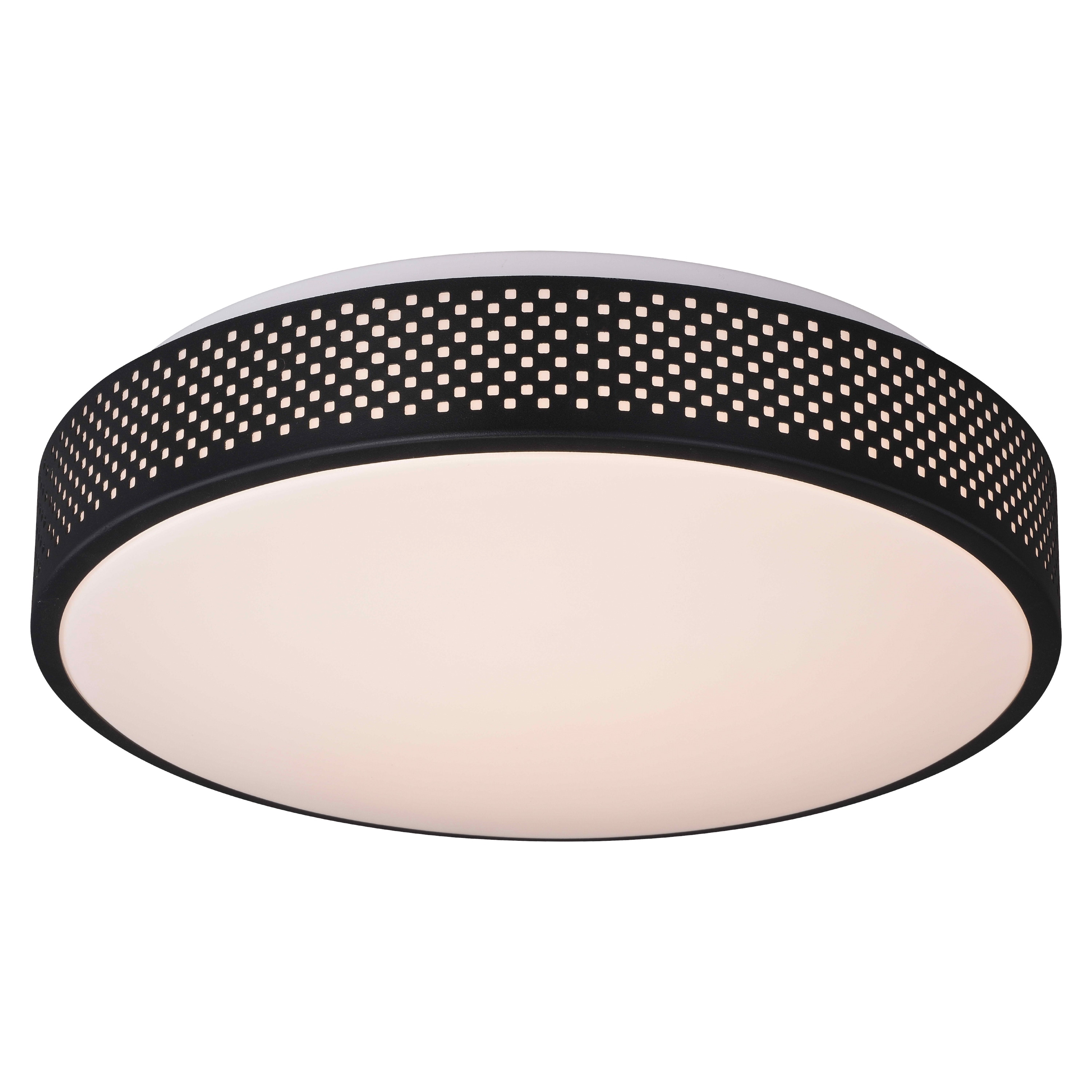 VAXCEL Anson 13.5-in W Integrated LED Black Mesh Flush Mount Ceiling Light Fixture White Shade - 13.5-in W x 4-in H x 13.5-in D
