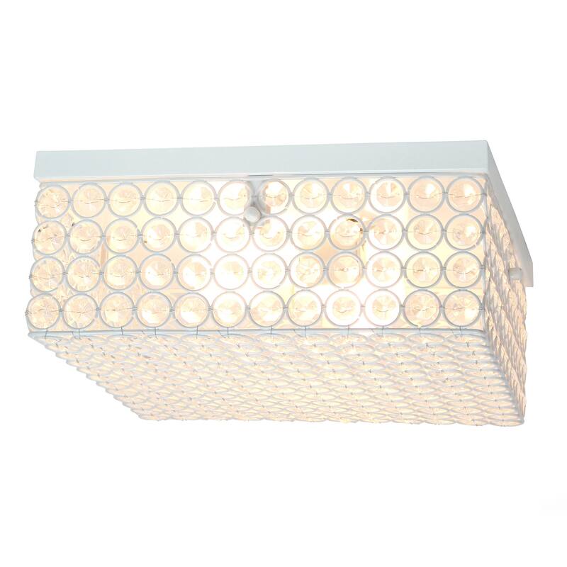 Square Flush Mount Ceiling Light - 2 Light White Modern Interior Lighting 12 Inch - 5