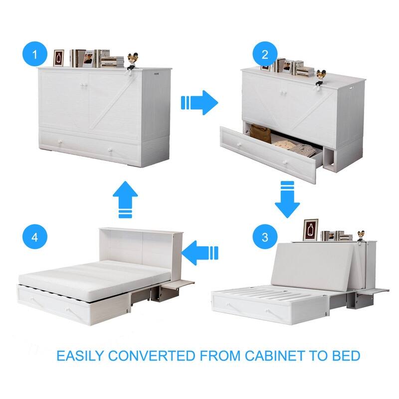 Mixoy Murphy Bed,Cabinet Chest Bed with Charging Station&Storage