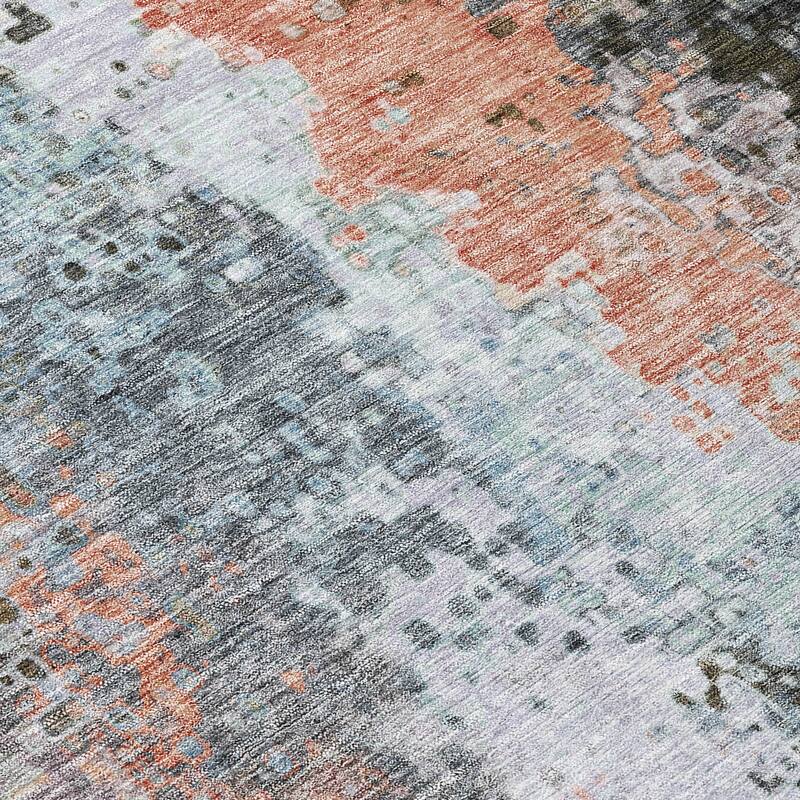 Machine Washable Indoor/ Outdoor Contemporary Abstract Chantille Rug