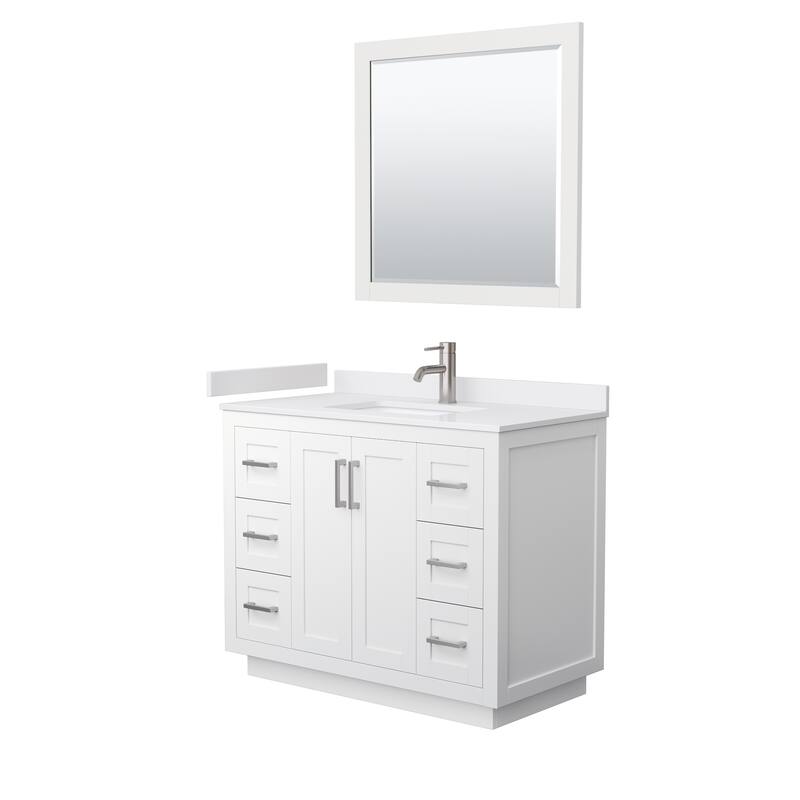 Miranda Single Vanity Set, Cultured Marble Top, 34-Inch Mirror
