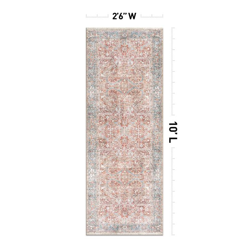 World Rug Gallery Vintage Distressed Machine Washable Area Rug