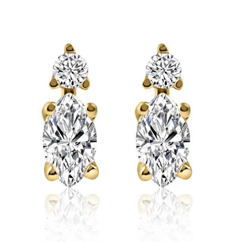 3/8ct Marquise Natural Diamond Studs Yellow Gold