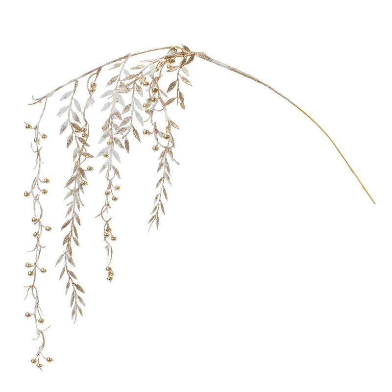 Flocked Hanging Berry and Leaf Artificial Christmas Sprays - 22" - Set of 2