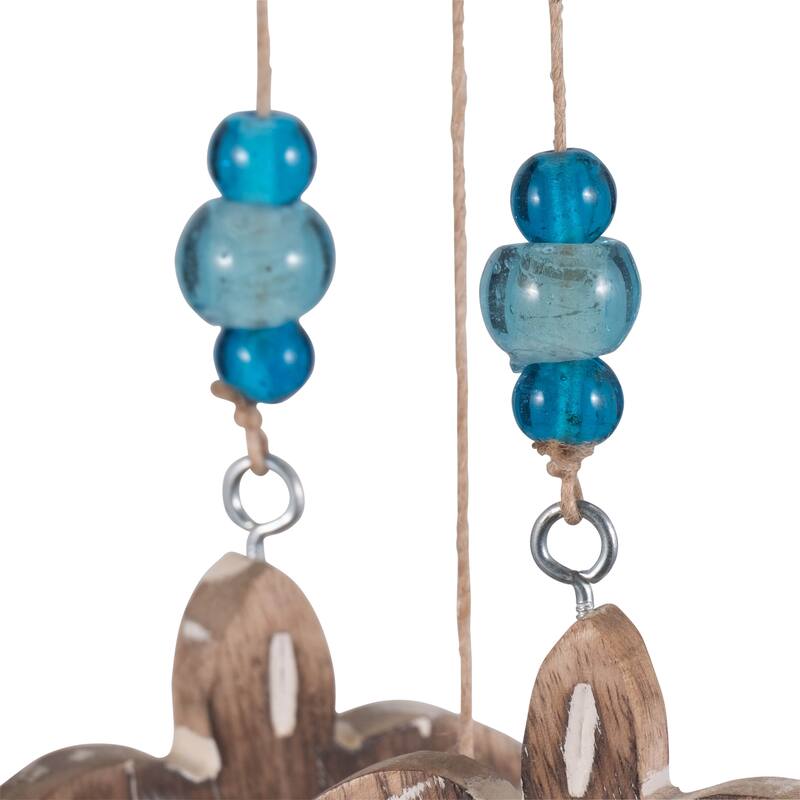 Sagebrook Home Coastal Charm, 35" Wood and Jute Sea Turtle Hangings, Multi-color - 8" x 1" x 35"