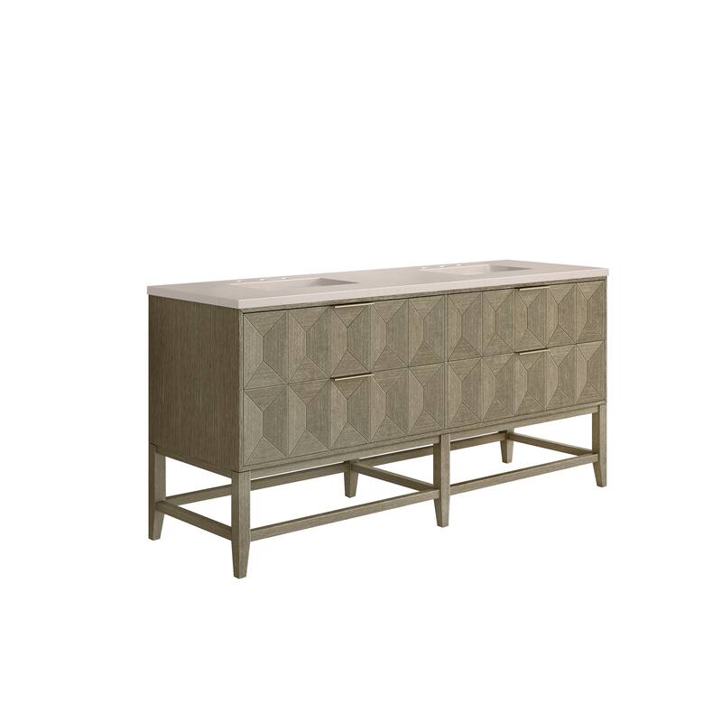 James Martin Vanities Emmeline 72" Double Vanity, Pebble Oak