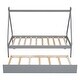preview thumbnail 9 of 7, Twin Size Tent Floor Bed Teepee Bed Frame w/Pull-Out Trundle Bed, Gray