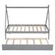preview thumbnail 20 of 27, Twin size Teepee Bed Wood Slat Support Platform Bed Frame Minimalist Tent Floor Bed, with Trundle(No Box Spring Needed)