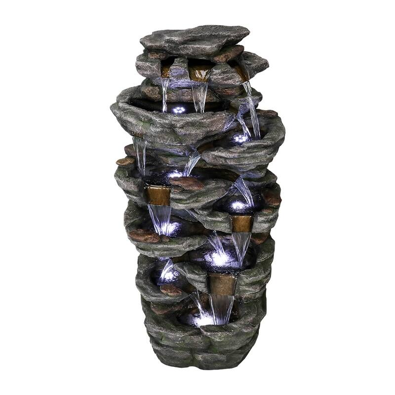 Large Outdoor Water Fountain - 47.2" H 9-Tier Outdoor Garden Fountain
