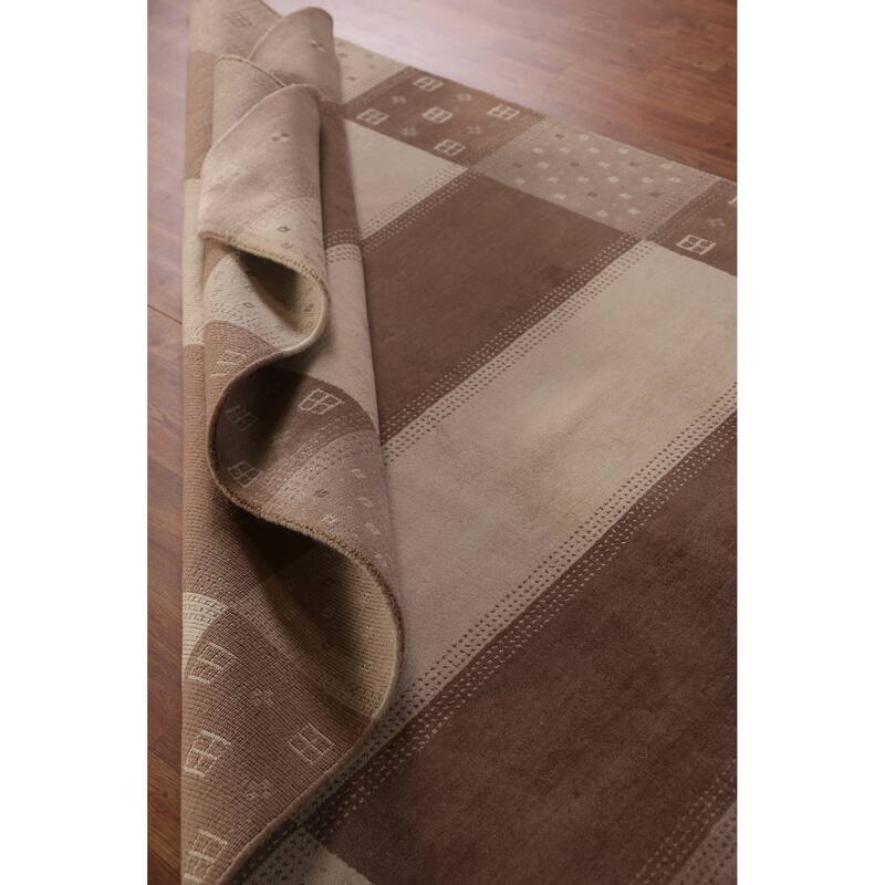 Gabbeh Indian Area Rug Handmade Brown Modern Wool Carpet - 5'4" x 7'8"