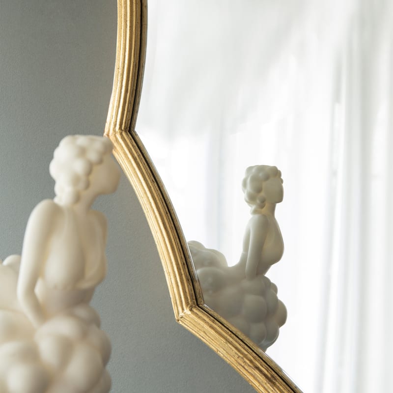 CUSchoice Round Sunburst Wall Mirror with Gold Finish - D40"