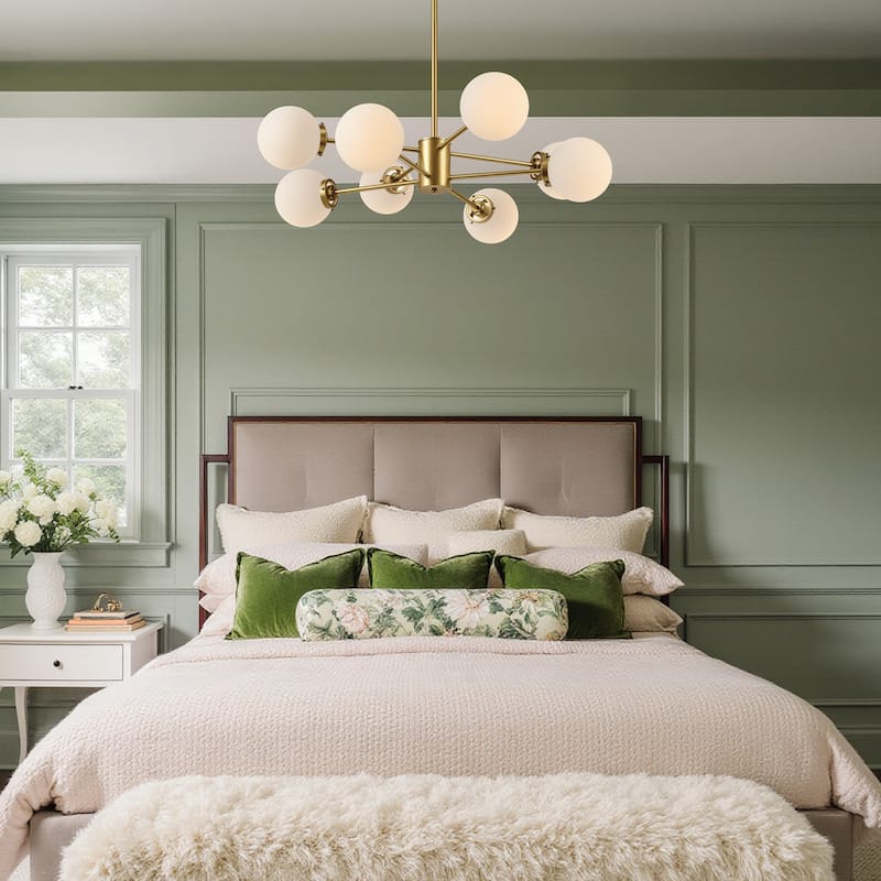 CO-Z Dimmable Modern Linear Sputnik Pendant Chandelier with Frosted Glass Globe Shades (6/8/12 - Light)