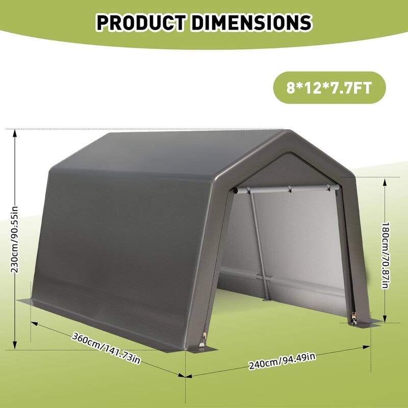 Portable Shed, Outdoor Storage Shelter, Heavy Duty Waterproof Storage Tent Sheds with Roll-up Zipper Door