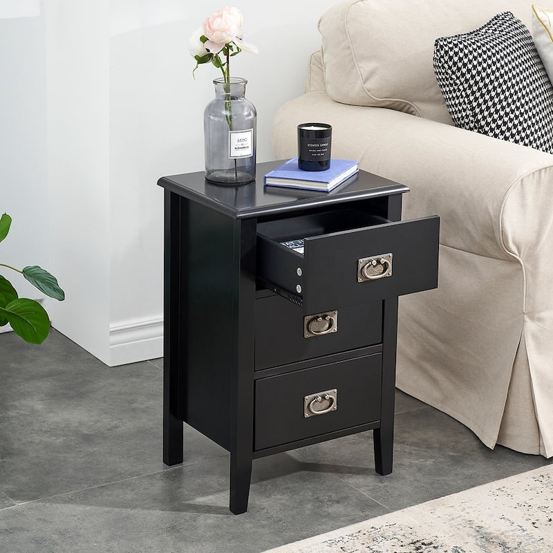 Javlergo Mid Century Wood Nightstand with 3-Drawer