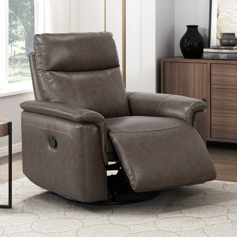Koa 35" Leather Swivel Glider Reclining Chair - Gentle Gliding Motion