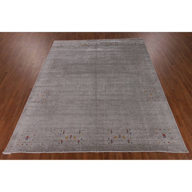 Tribal Gabbeh Oriental Area Rug Handmade Silk Carpet - 7'11" x 9'9"