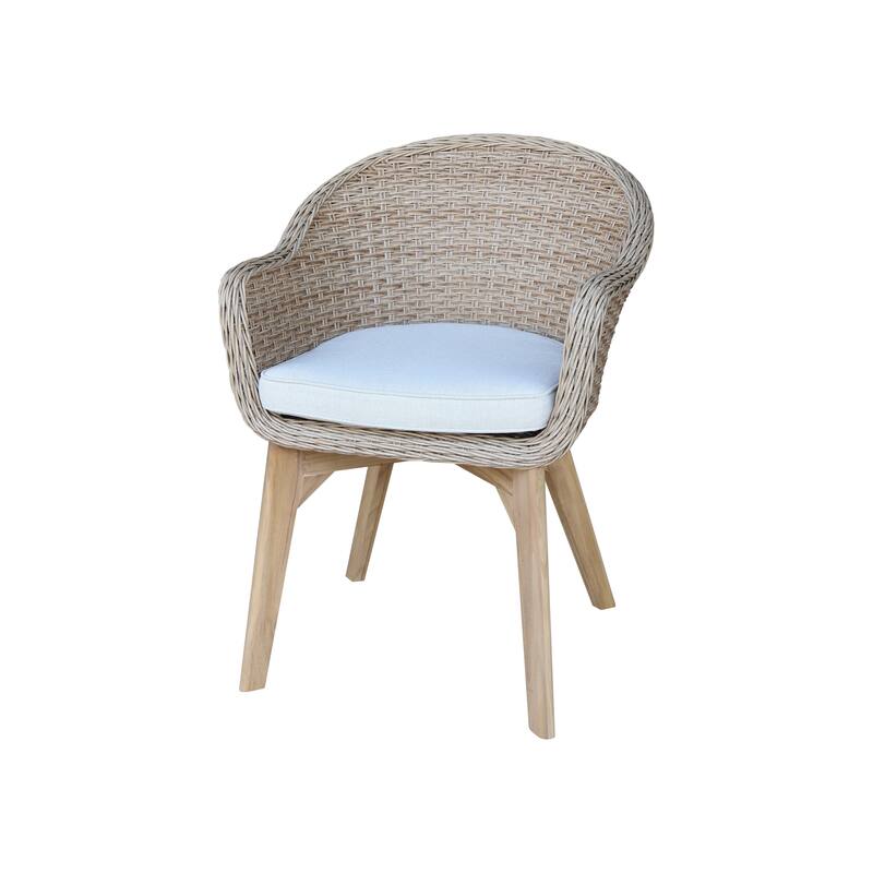 Outdoor Set of Two Wicker Dining Chairs with Cusions
