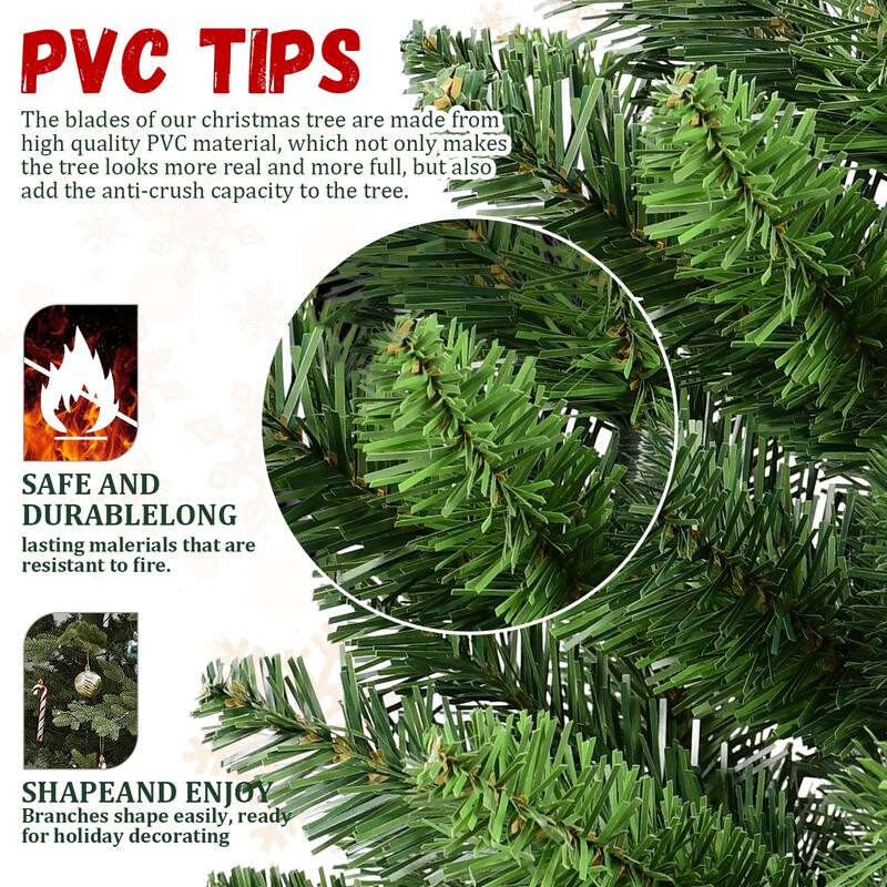 Set of 2 Tabletop Christmas Trees, 2FT Small Artificial PVC Green Trees with 68 Tips Each, Burlap-Wrapped Cement Base