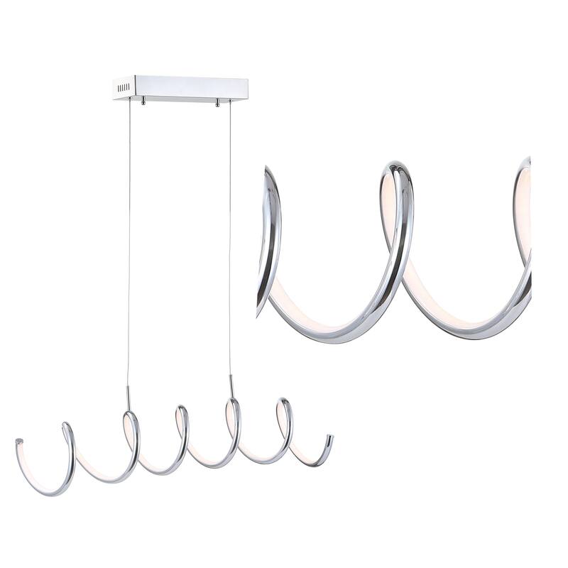 Scribble 31" Dimmable Adjustable Integrated LED Metal Linear Pendant, Chrome by JONATHAN Y