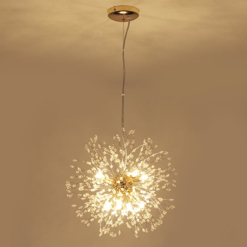 8/9/16-Light Modern Glam Linear Sputnik Globe Pendant Island Light Firework Starburst Crystal Chandelier with Crystal Beads