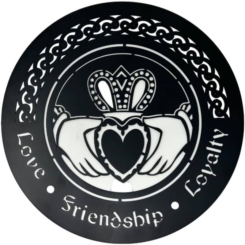 Steel Claddagh Wall Hanging with Irish Symbol, 12-Inch Round Design - 12” L x 12” H