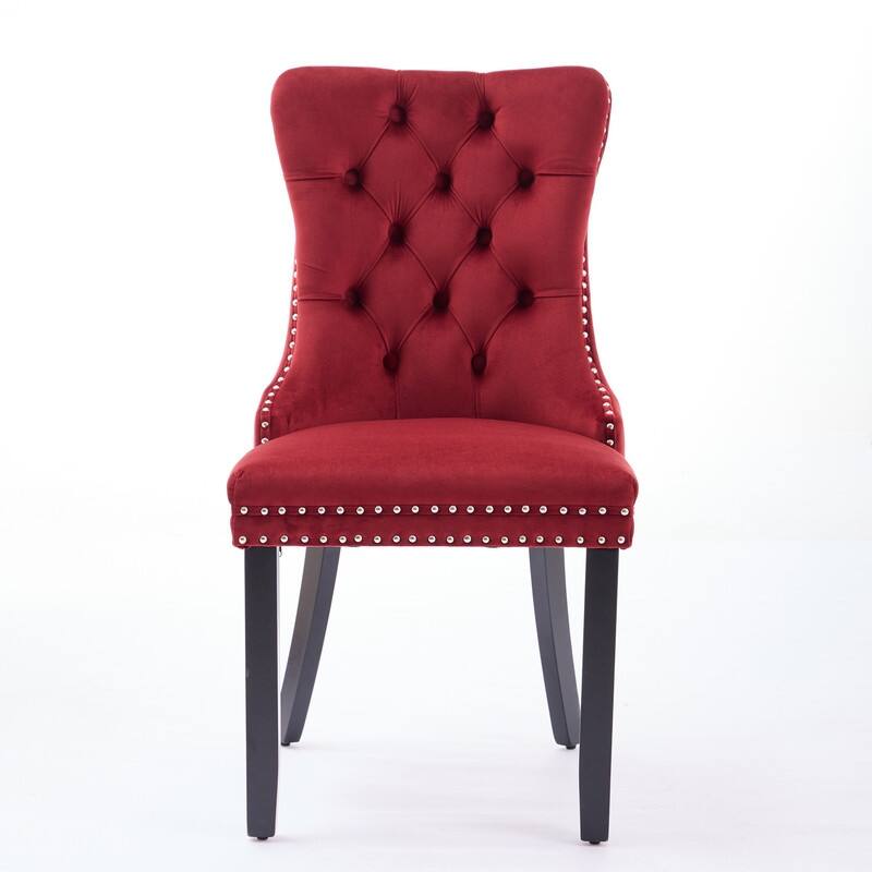 Tufted Velvet Dining Chairs with Nailhead Trim (Set of 2)