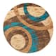 Orelsi Collection Abstract Area Rug - 8'1" Round - Beige/Blue