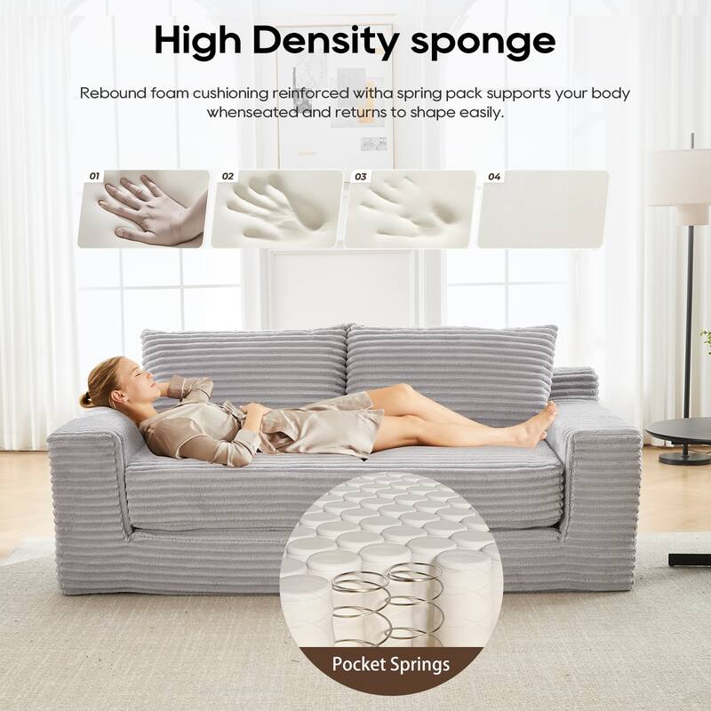 72.05" Corduroy Convertible 2-Seater Sofa with Memory Foam