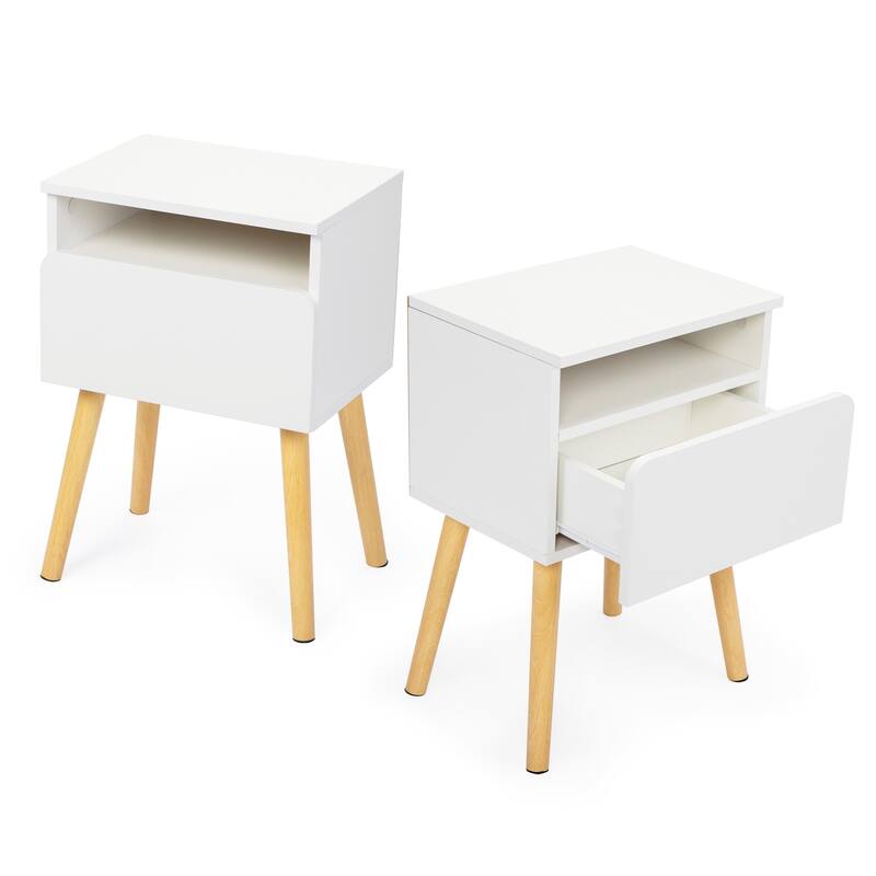 Two-Piece End Table Storage Cabinet, White Corner Table Entry Table