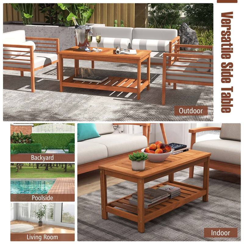 Costway Patio Coffee Table 2-Tier Outdoor Side Rectangle Side Table - See Details