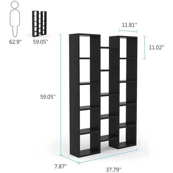 HShaped Bookcase, 5Tier Bookshelf Storage Organizer Display Cube