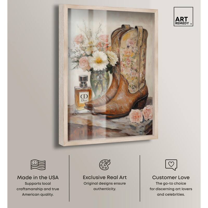 Delicate Floral Boots Shadowbox by Art Remedy