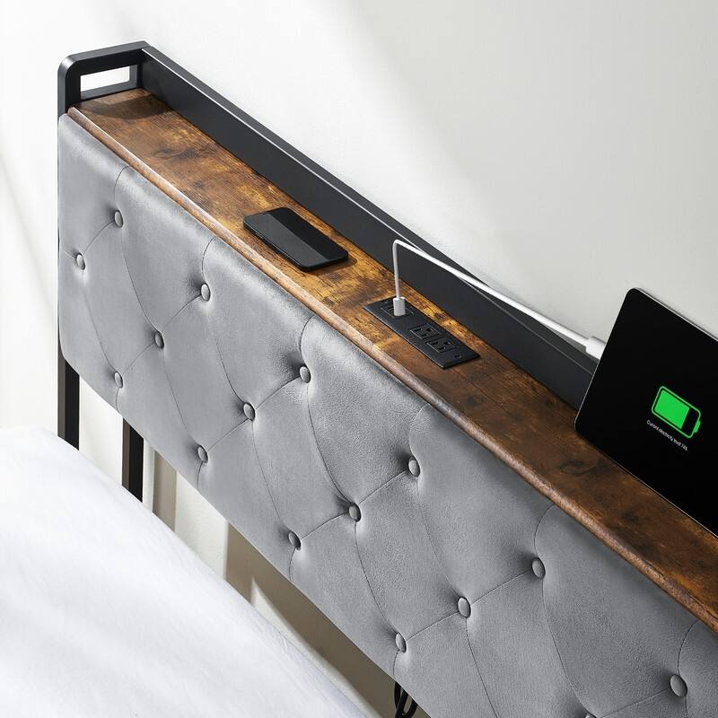 Bed Frame with Sturdy Metal Slats Support